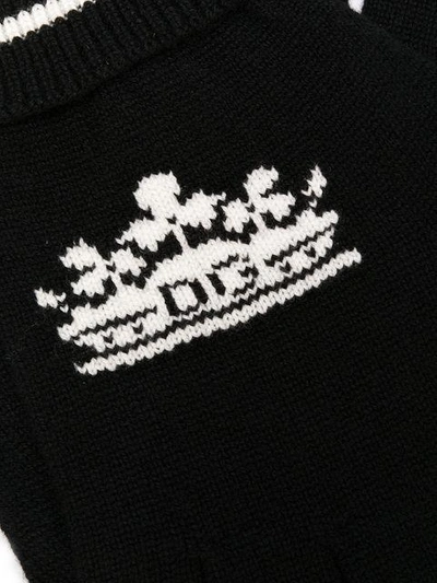Shop Dolce & Gabbana Crown Logo Intarsia Gloves In Black
