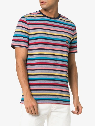 Shop Missoni Multicoloured Striped Cotton T Shirt In Fm022 Multi-colour
