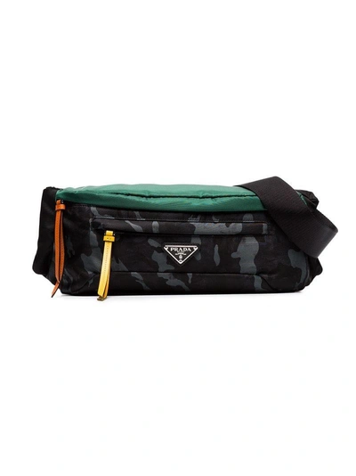Shop Prada Camouflage Print Belt Bag In Black