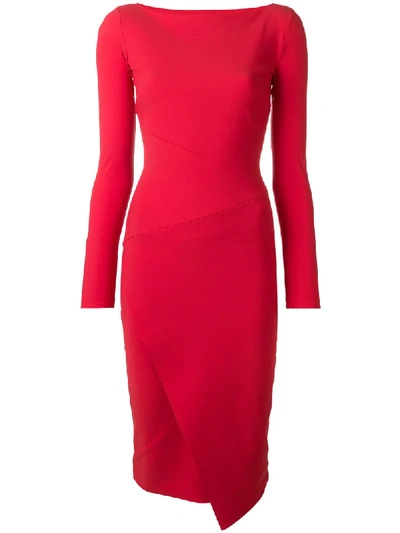 Shop Le Petite Robe Di Chiara Boni Longsleeved Fitted Dress In Red