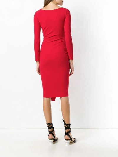 Shop Le Petite Robe Di Chiara Boni Longsleeved Fitted Dress In Red