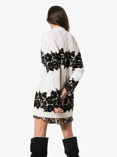 Shop Valentino Lace Trimmed Cardigan In White