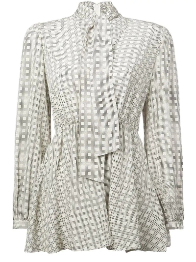 Shop Co Houndstooth Plaid Blouse In Nude & Neutrals