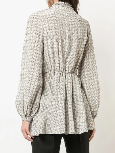 Shop Co Houndstooth Plaid Blouse In Nude & Neutrals