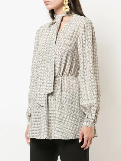 Shop Co Houndstooth Plaid Blouse In Nude & Neutrals