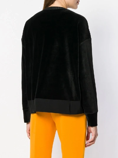 Shop Moncler Velour Side Slit Sweatshirt - Black