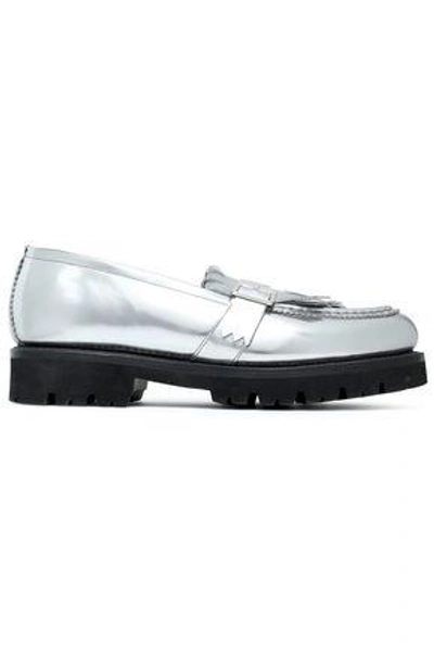 Shop Grenson Woman Buckled Fringed Mirrored-leather Loafers Silver