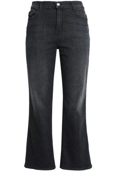 Shop J Brand Faded Mid-rise Bootcut Jeans In Charcoal
