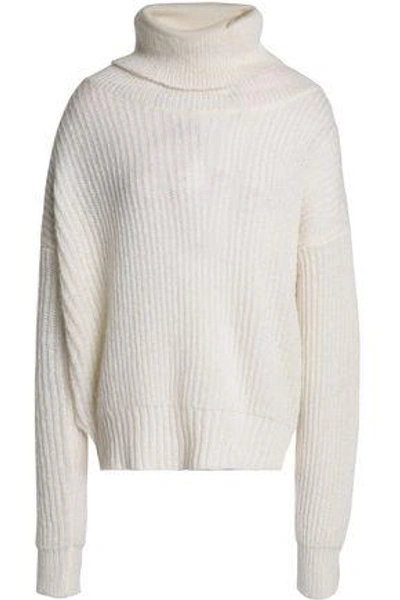 Shop Markus Lupfer Woman Ribbed-knit Turtleneck Sweater Ivory