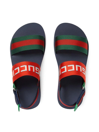 Shop Gucci Stripe Strap Sandal - Multicolour