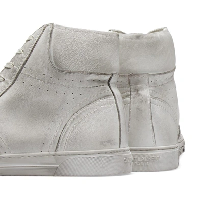 Shop Saint Laurent Joe Distressed High Sneaker In White
