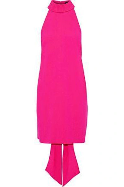 Shop Brandon Maxwell Woman Tie-back Pintucked Crepe Mini Dress Bright Pink