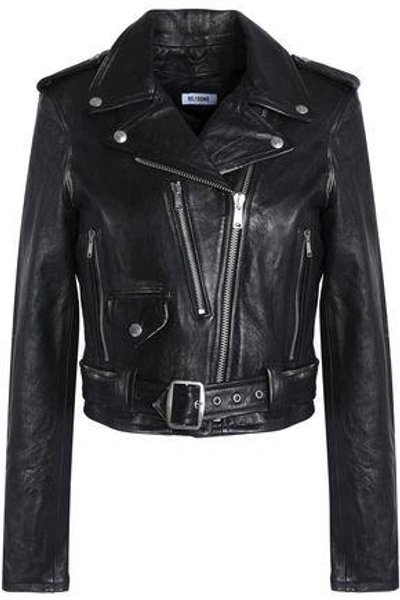 Shop Re/done By Levi's Woman Leather Biker Jacket Black