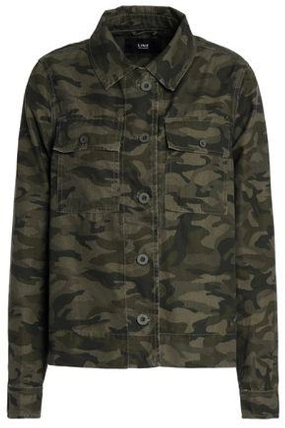 Shop Line Printed Cotton-blend Jacket In Army Green