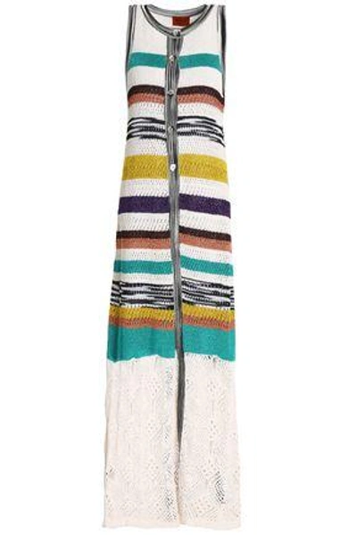 Shop Missoni Striped Crochet-knit Vest In Ivory