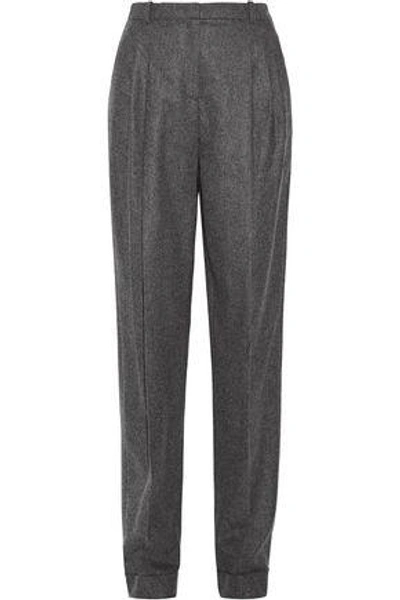 Shop Michael Kors Collection Woman Pleated Wool And Cashmere-blend Tapered Pants Anthracite