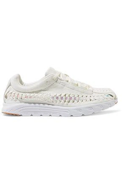 Shop Nike Mayfly Whipstitched Suede Sneakers In Off-white