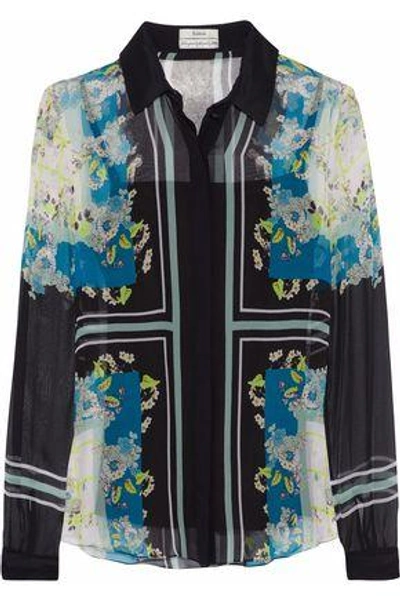 Shop Erdem Woman Sloane Printed Silk-georgette Shirt Black