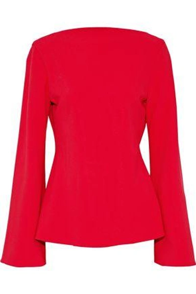 Shop Brandon Maxwell Woman Open-back Pleated Crepe Top Red