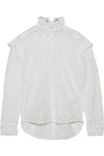 Shop Sandro Woman Coleta Ruffle-trimmed Corded Lace Blouse White