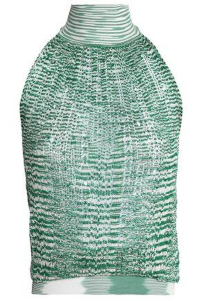 Shop Missoni Woman Crochet-knit Turtleneck Top Green