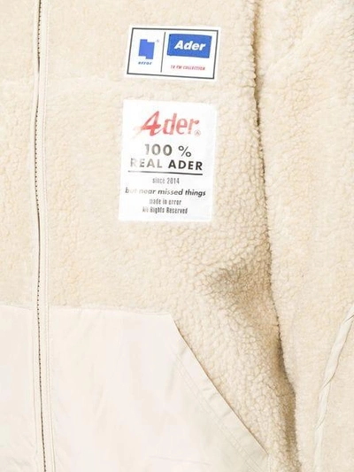 Shop Ader Error Oversized Reversible Hooded Jacket - Neutrals