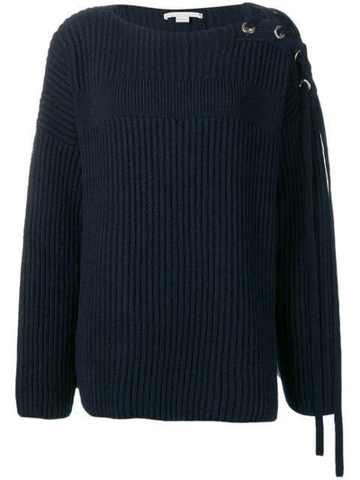 Shop Stella Mccartney Ribbed Knit Sweater In Blue