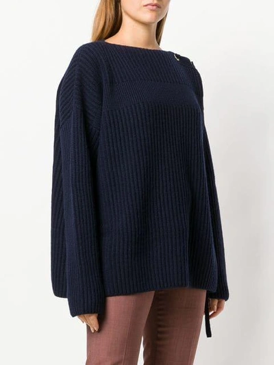 Shop Stella Mccartney Ribbed Knit Sweater In Blue