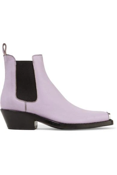 Shop Calvin Klein 205w39nyc Claire Metal-trimmed Textured-leather Ankle Boots In Lilac