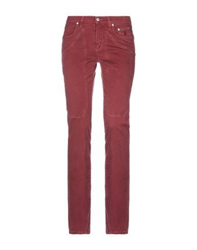Shop Jeckerson Casual Pants In Brick Red