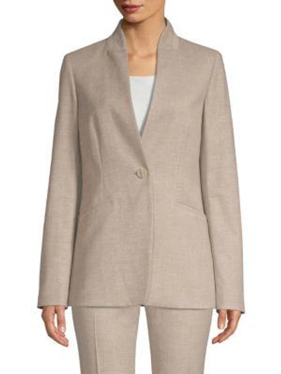 Shop Lafayette 148 Darcy Metallic Thread Blazer In Sediment Melange