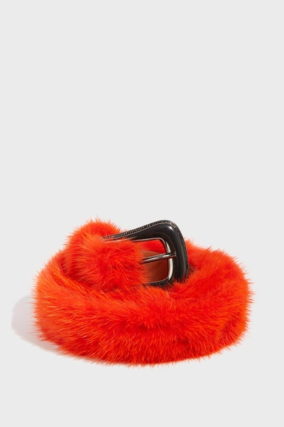 Missoni Fur Trim Buckle Belt In Orange