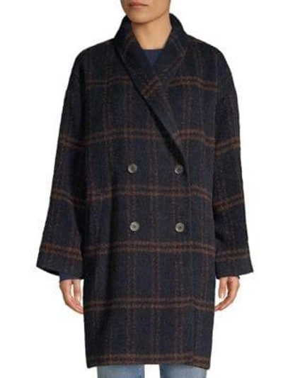 Shop Eileen Fisher Oversize Double-breasted Coat In Midnight