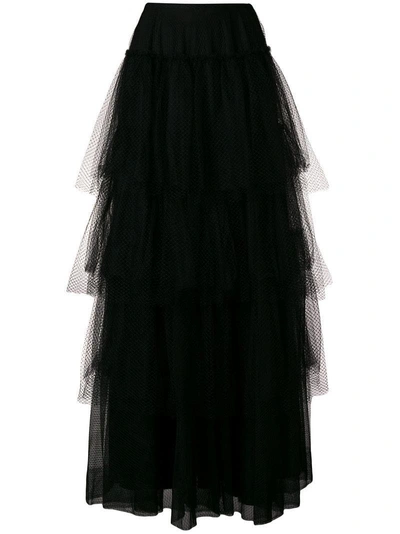 Shop Burberry Tiered Tulle Skirt In Black