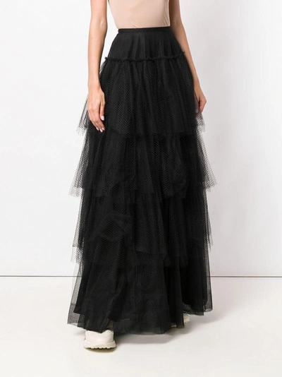 Shop Burberry Tiered Tulle Skirt In Black