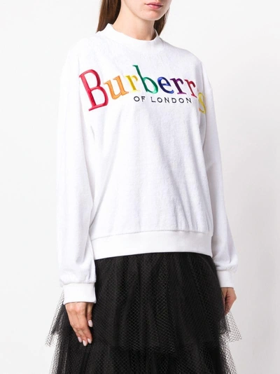 Shop Burberry Logo Printed Sweatshirt - White