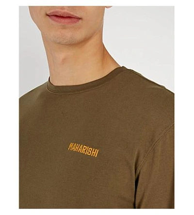 Shop Maharishi Dragon-embroidered Cotton-jersey Top In Olive