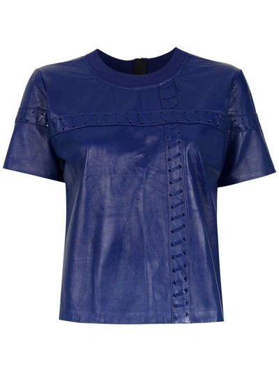 Shop Andrea Bogosian Leather Top In Blue