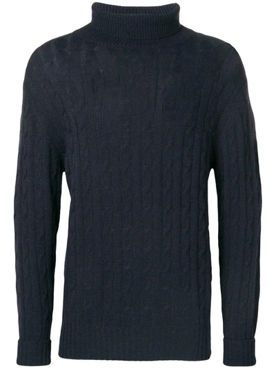 Shop N•peal N.peal Cable Roll Neck Jumper - Blue