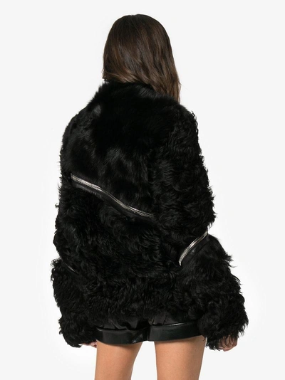 Shop Beau Souci Zipped Shearling Coat In Black