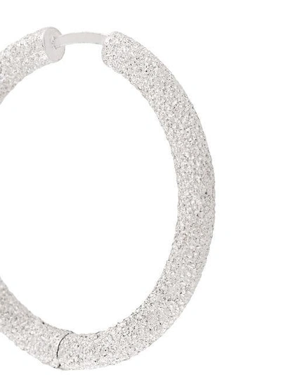 Shop Carolina Bucci Florentine Finish Small Thick Round Hoop Earrings In White