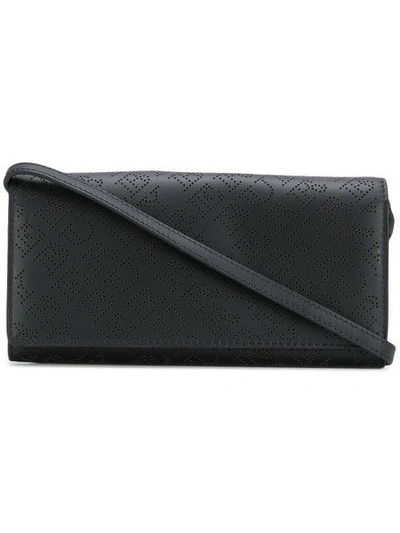 Shop Burberry Perforated Logo Wallet - Black