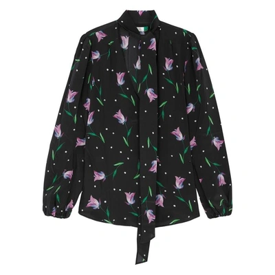 Shop Rixo London Moss Tulip-print Silk Blouse