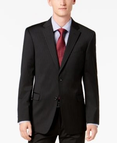 Shop Tommy Hilfiger Men's Modern-fit Thflex Stretch Black Pinstripe Suit Jacket