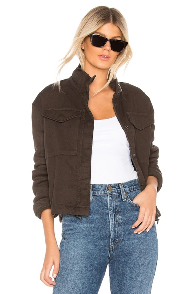 Shop James Perse Crop Army Mixed Media Jacket In Faded Cast Iron