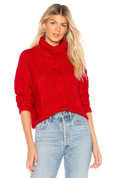 Shop About Us Jeanine Cable Knit Sweater In Red