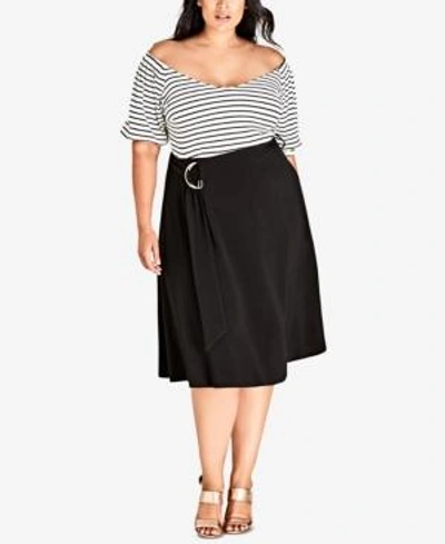 Shop City Chic Trendy Plus Size A-line Swing Skirt In Black