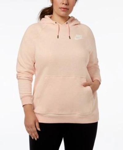 Shop Nike Plus Size Sportswear Rally Fleece Hoodie In Storm Pink/white