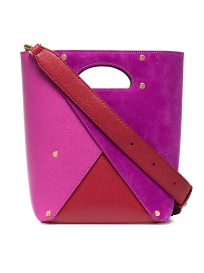 Shop Yuzefi Purple, Pink And Red Pablo Leather Bucket Bag