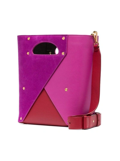 Shop Yuzefi Purple, Pink And Red Pablo Leather Bucket Bag